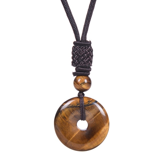 Namzi handmade necklace pendant suitable for both men and women, vintage natural stone necklace safety buckle pendant healing necklace accessory (brown)