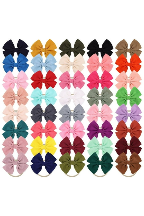 Fashion Headbands Kids Big Bows Nylon Headband, Assorted, 40 ct
