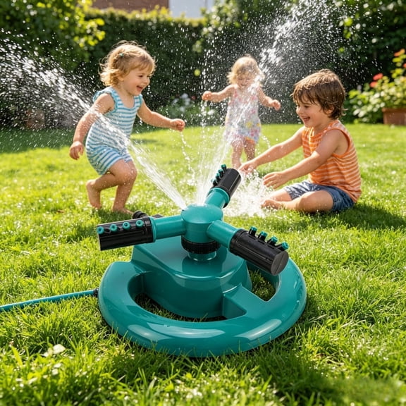 Unbranded 360 Rotating Kids Water Sprinkler Toy, 8 Ft Spray Range Outdoor Yard Play for Toddlers, Kids & Pets