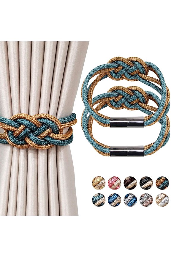 Magnetic Curtain Tiebacks Modern Simple Style Decorative Braided Rope 2 Count