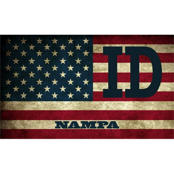 Nampa ID Idaho Canyon County Vintage US Flag Decal Bumper Sticker 3M Vinyl 3" x 5"