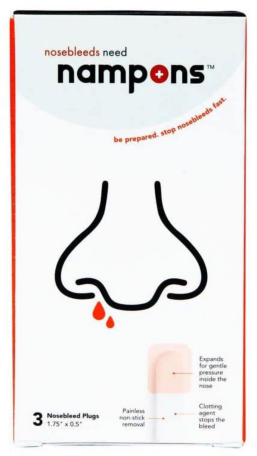 Nampons for Nosebleeds 3 Nasal Plugs with Clotting Agent to Stop