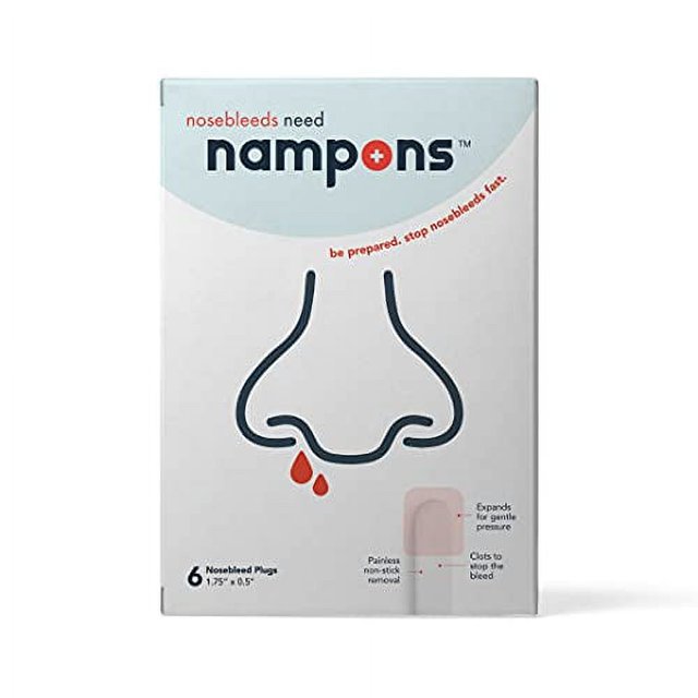 Nampons for Nosebleeds 6 Nasal Plugs with Clotting Agent to Stop