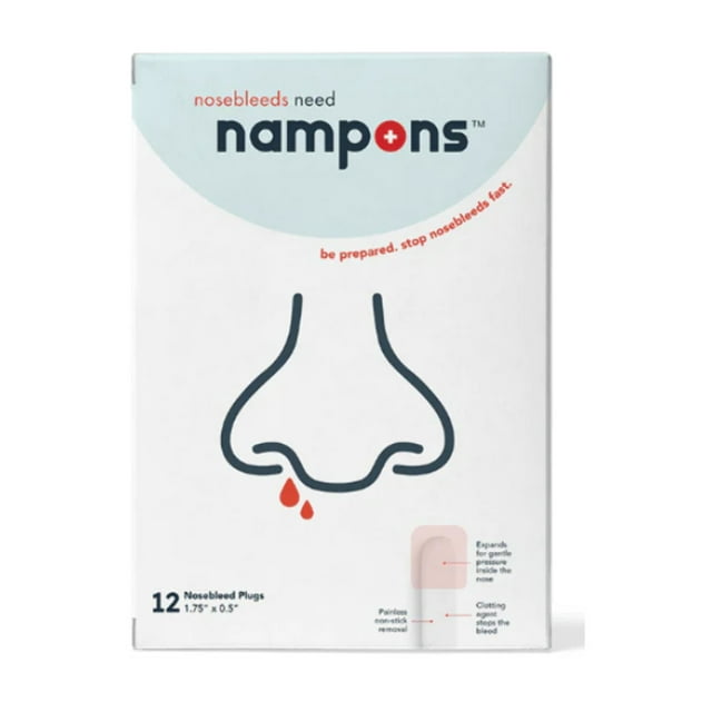 Nampons™ for Nosebleeds 12 Nasal Strips with Hypoallergenic Clotting