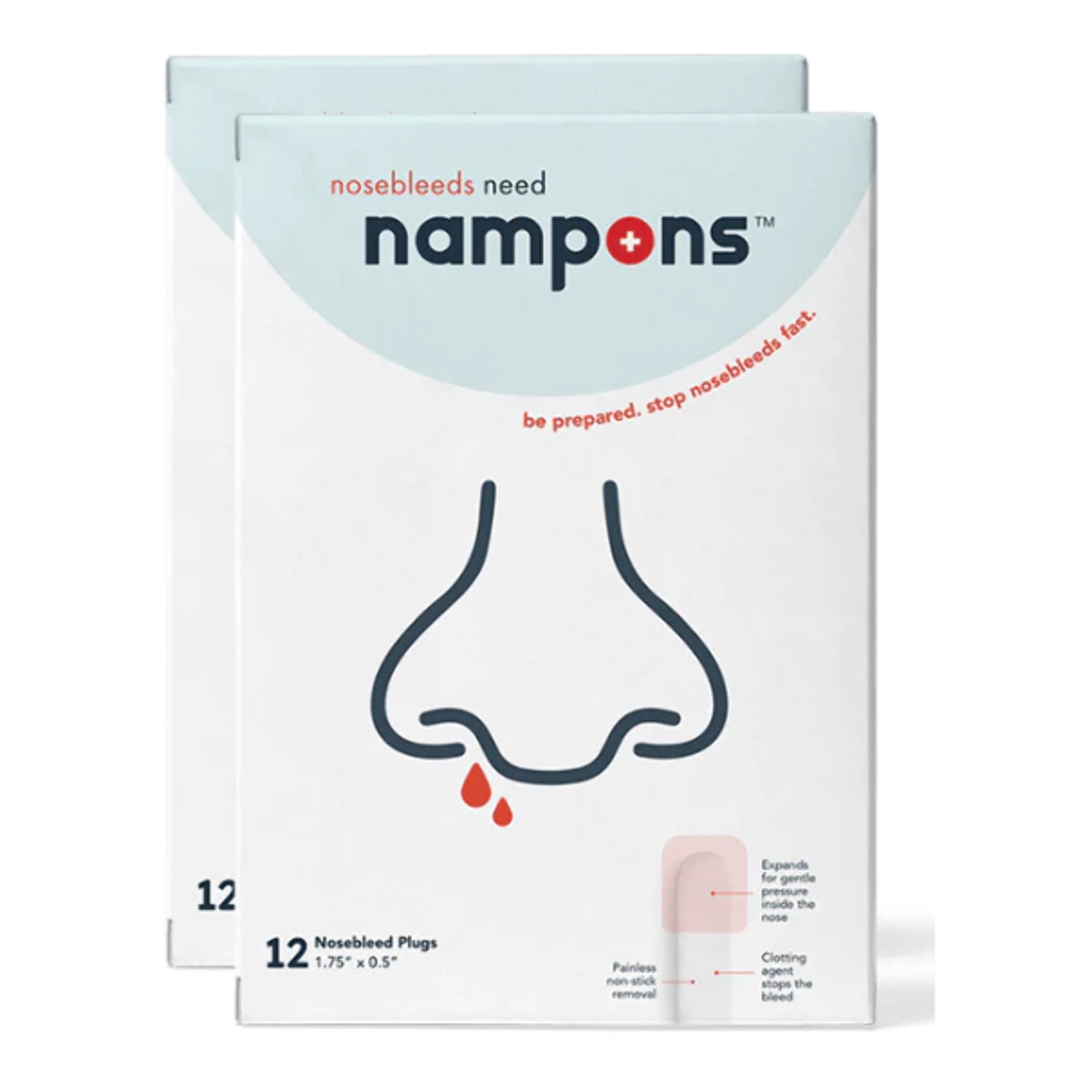 Nampons™ for Nosebleeds 24 Nasal Strips with Hypoallergenic Clotting