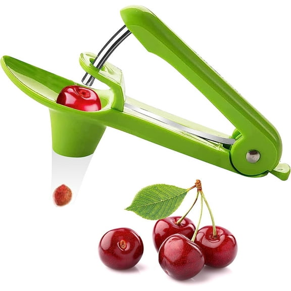 Namre Cherry Pitter Tool Pit Remover - Stainless Steel Olive Pitter Tool- Simple & Effortless Cherry Seed Remover - Easy No Mess Cherries Pitter - One Click The Pit is Out (Grean)