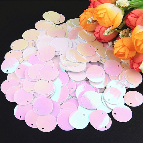 Namzi 0.59 Inch Edge Hole Round Sequins Approx 210 PCS,for DIY Clothing Accessories,Formal Dresses,Stage Costumes,Craft Supplies,Party Decoration,Colorful White