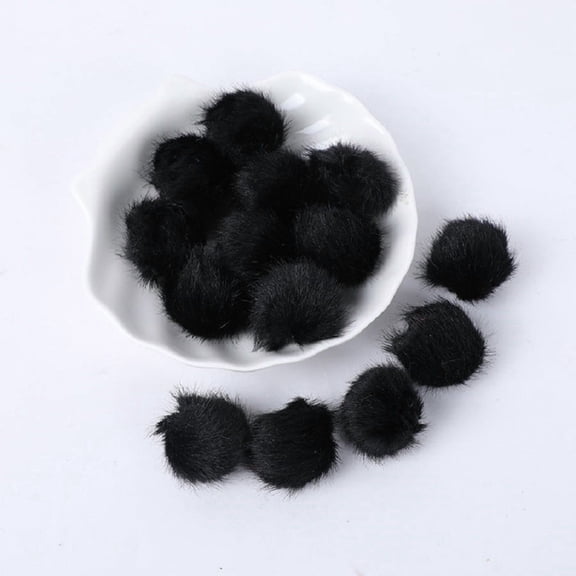 Namzi 0.98 Inch Artificial Plush Ball,20 PCS Black Faux Fur Balls for DIY Clothing Accessories,Headwear,Scarves,Hats,Bag Pendants,Craft Supplies