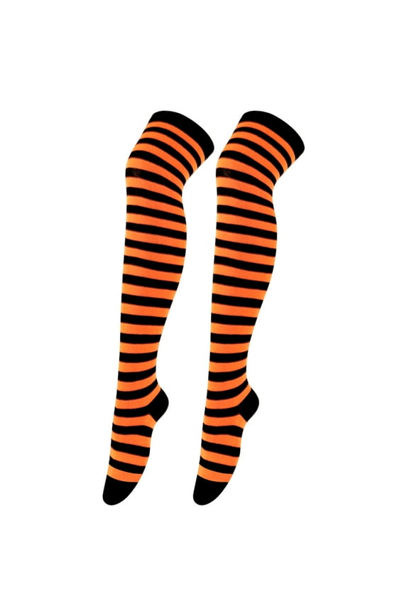 1 Pairs Over Knee Socks Knee-High Socks High Thigh Boot Stockings Women Knee Highs Socks for Girl Cosplay, Daily Wear,Orange