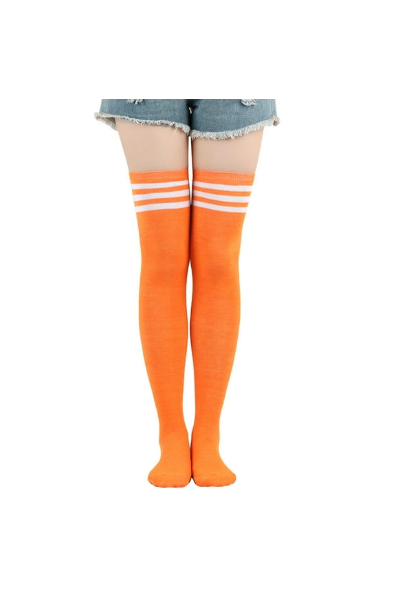 1 Pairs Over Knee Socks Knee-High Socks High Thigh Boot Stockings Women Knee Highs Socks for Girl Cosplay, Daily Wear,Orange
