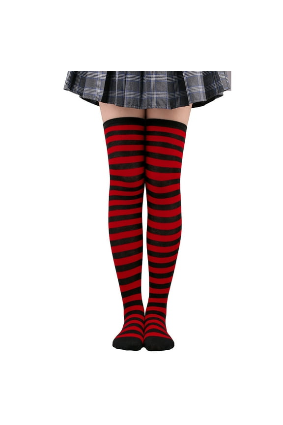 1 Pairs Over Knee Socks Knee-High Socks High Thigh Boot Stockings Women Knee Highs Socks for Girl Cosplay, Daily Wear,Red