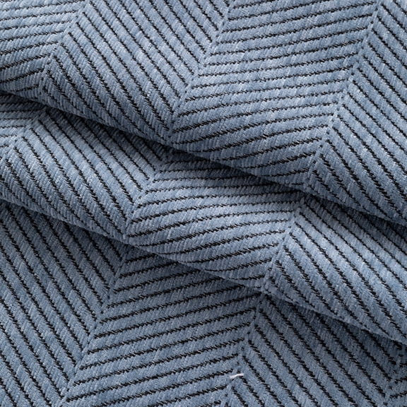Namzi 1 Yard Herringbone Fabric Textured Twill Weave Polyester Fabric for Furniture Chair Couch DIY Projects,Grey Blue