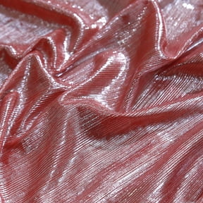 Namzi 1 Yard Metallic Luster Rib Knit Fabric Soft Shiny Stretch Fabric for Dancing Dress, Wedding DIY, Costume,Light Red