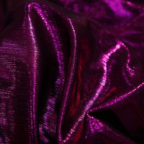 Namzi 1 Yard Metallic Luster Rib Knit Fabric Soft Shiny Stretch Fabric for Dancing Dress, Wedding DIY, Costume,Purple Red
