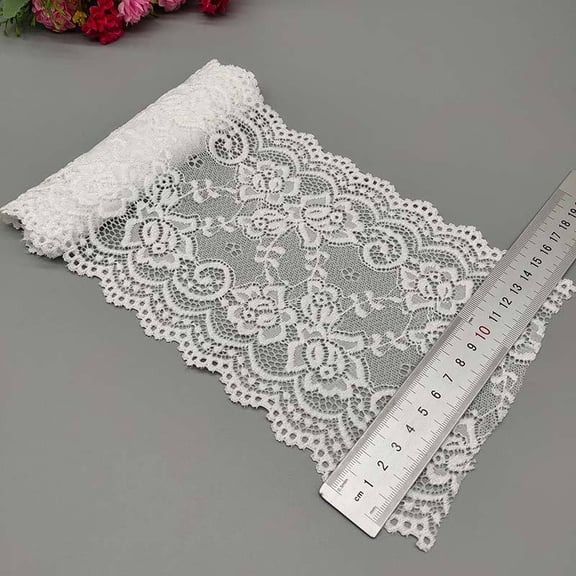Namzi 1 Yard Polyester Embroidery Lace Fabric Garment Fabric, Lace Ribbon for DIY Craft Garment Making Projects,White