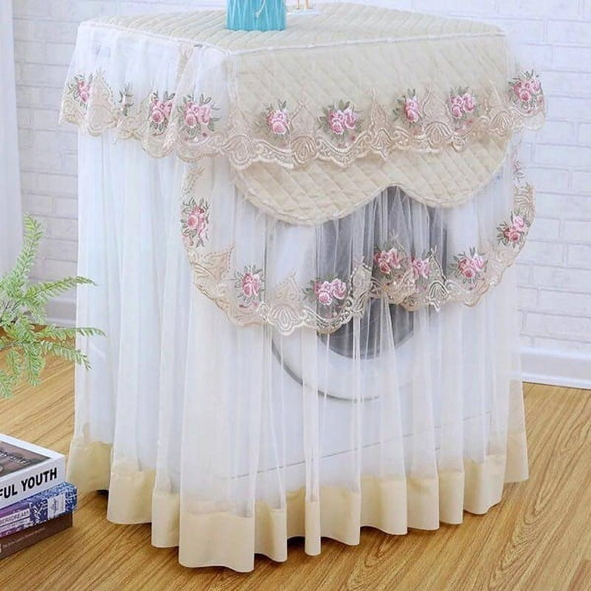 Namzi 1 piece European lace universal edition sunscreen fabric drum washing machine dust cover decoration (yellow)