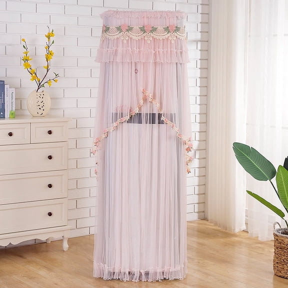 Namzi 1 piece air conditioning cover pink pleated yarn lace edge embroidered square vertical air conditioning cover decorative cover 55 * 35 * 180cm