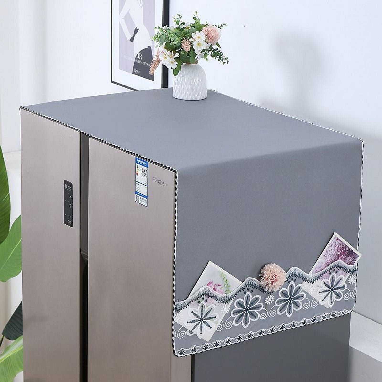 Namzi 1 piece double door refrigerator dust cover single door cover cloth washing machine microwave lace flower oil proof waterproof dust cover 170 * 60cm (gray)