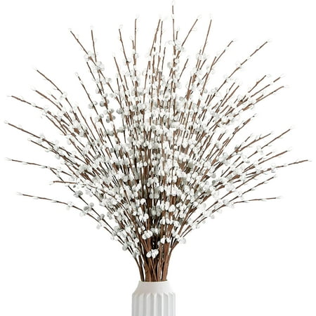 Namzi 10 Pcs 29.5’’ Long Artificial Jasmine Flowers Tall Fake Flower Bouquet Faux Jasmine Plants Dry Branches(White)