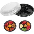 thumbnail image 1 of Namzi 10 Pcs Round Plastic Appetizer Tray with Lid Divided Serving Tray, Disposable Food Storage Containers, Plastic Tray Storage, Kids Snack, Fruit Platter Vegetable Trays for Party and Buffet, 1 of 4