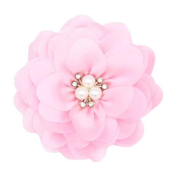Namzi 10 Pcs Satin Fabric Flowers Diamond Pearl Fabric Flowers for DIY Shoes Hats Clothing Accessories Crafts Sewing Hair Clips Dresses-Pink