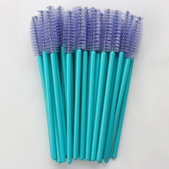 Namzi 100 Pcs Disposable Eyelash Mascara Brushes for Eye Lashes Extension Eyebrow and Makeup (Blue rod Light purple head)