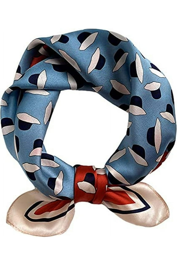 100% Pure Mulberry Silk Small Square Scarf - Neckerchief Women - Silk Headscarf - 21" x 21" (red-blue III)