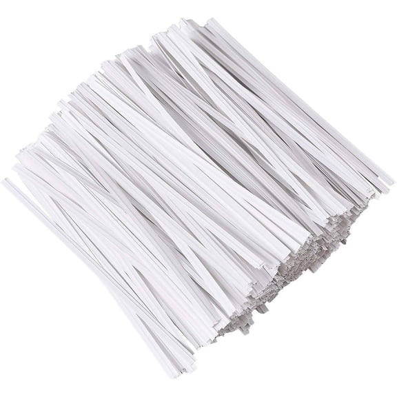 Namzi 1000Pcs Twist Ties 4" Bread Ties Closure Tie for Tying Bread, Candy, Cookies, Gift Bags-White