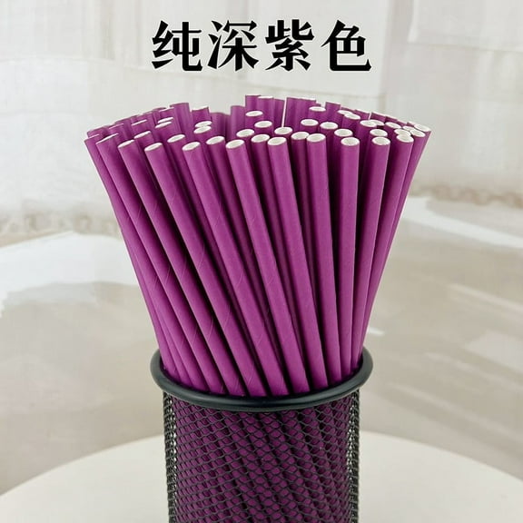 Namzi 100Pcs Biodegradable Paper Straws for Party Supplies,Birthday,Christmas Decorations-Dark Purple