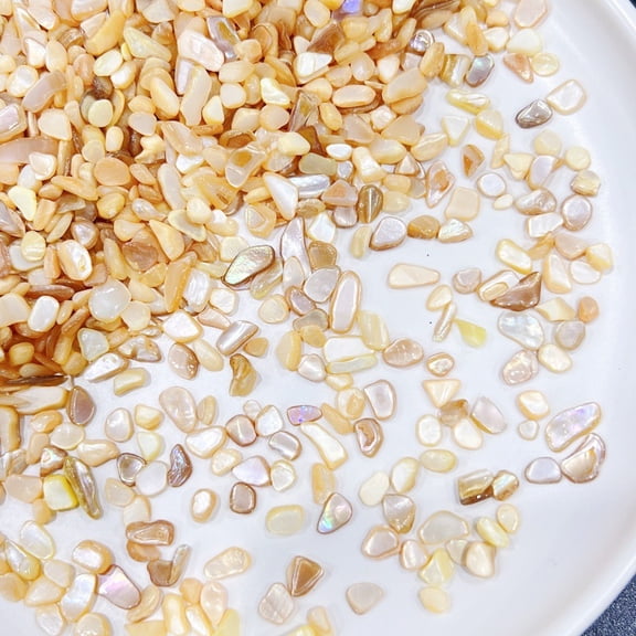 Namzi 100g Crushed Seashells Irregular Shell Slices for DIY Crafts, Picture Frames, Jewelry Making Home Beach Decor,Light Yellow