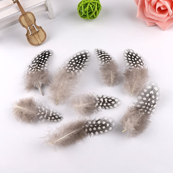 Namzi 100pcs Colorful Spotted Feathers 4-10cm for Wedding Birthday Decorations, DIY Craft Feathers for Party Decor,Grey