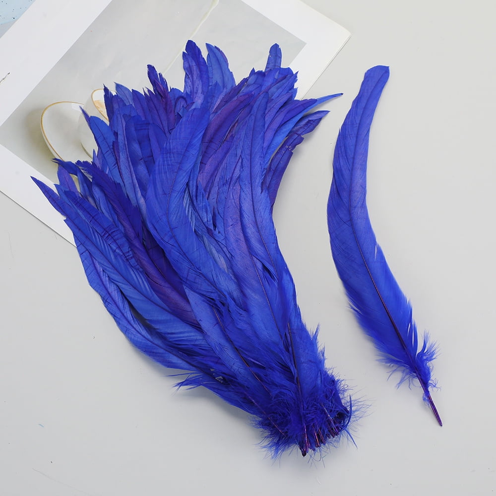Namzi 100pcs Rooster Tail Feathers 30-35cm for DIY Crafts, Costume Performance Decorations,Craft Feathers,Dark Blue