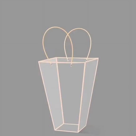 Namzi 10Pcs Clear Flower Bouquet Bags with Handles Transparent Floral Gift Presents Packaging Boxes Florist Flower Tote Bags for Mother's Day Wedding Birthday (Pink)