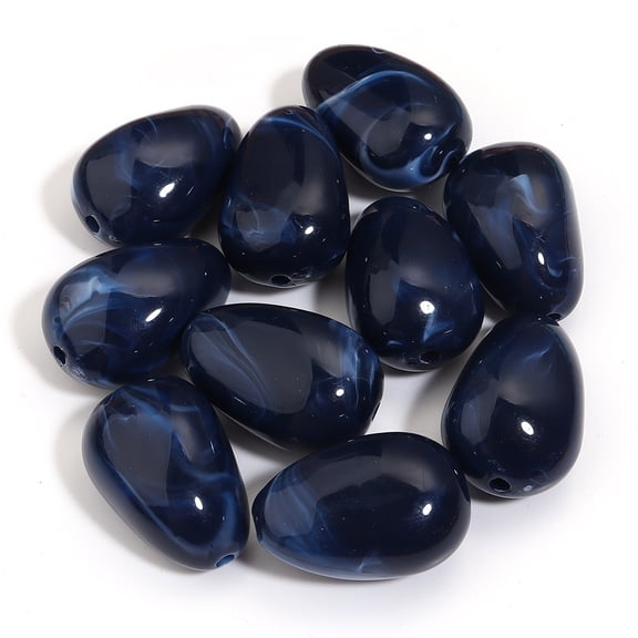 Namzi 10pcs Dark Blue Acrylic Irregular Teardrop Beads, 29*20mm with 3mm Hole for DIY Bracelet, Necklace, Jewelry Making, Bag Weaving, Craft Supplies, Home Decorations