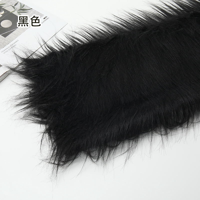Namzi 12 cm Plush Fabric,Fluffy Faux Fur Fabric for DIY Craft Sewing Projects,Costume,Cuddly Doll,Carpet,Home Decoration,39*71 Inch,Black