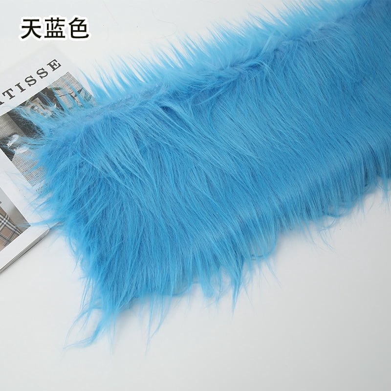 Namzi 12 cm Plush Fabric,Fluffy Faux Fur Fabric for DIY Craft Sewing Projects,Costume,Cuddly Doll,Carpet,Home Decoration,39*71 Inch,Blue B