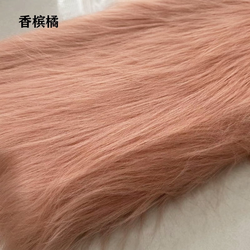 Namzi 12 cm Plush Fabric,Fluffy Faux Fur Fabric for DIY Craft Sewing Projects,Costume,Cuddly Doll,Carpet,Home Decoration,39*71 Inch,Champagne Orange