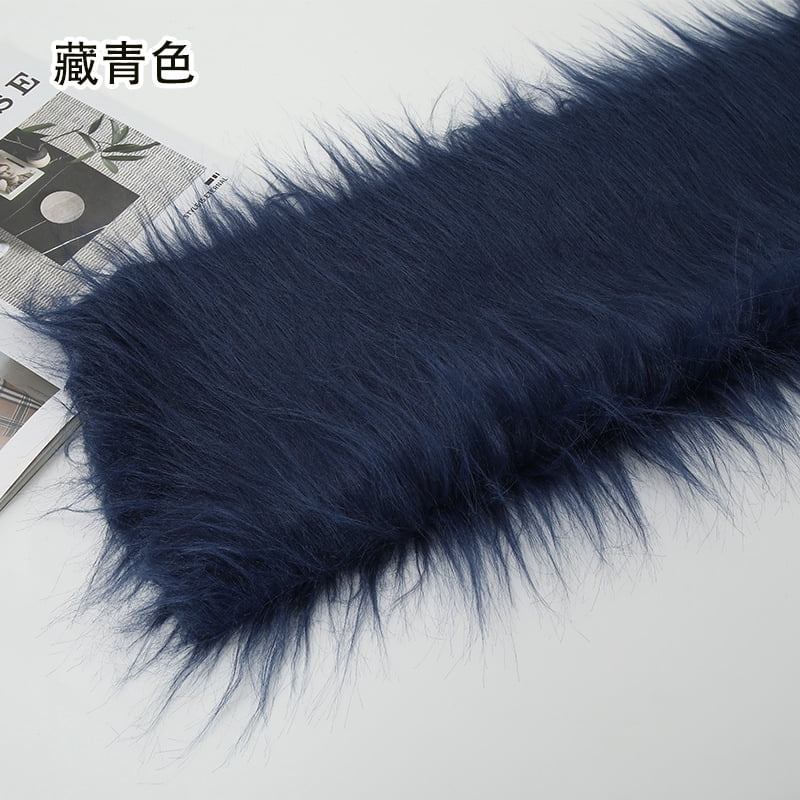Namzi 12 cm Plush Fabric,Fluffy Faux Fur Fabric for DIY Craft Sewing Projects,Costume,Cuddly Doll,Carpet,Home Decoration,39*71 Inch,Dark Blue A