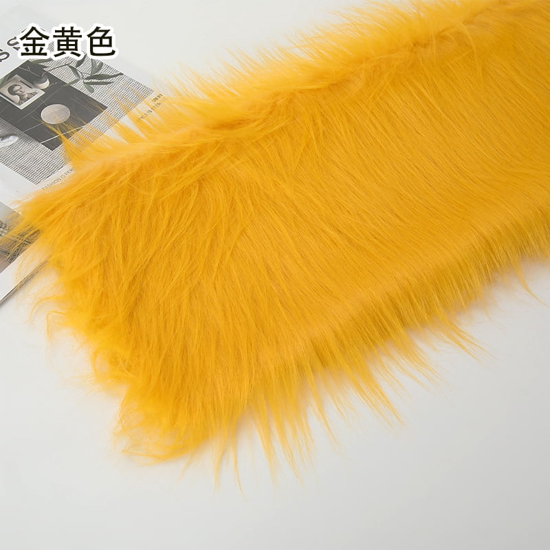 Namzi 12 cm Plush Fabric,Fluffy Faux Fur Fabric for DIY Craft Sewing Projects,Costume,Cuddly Doll,Carpet,Home Decoration,39*71 Inch,Gold Yellow