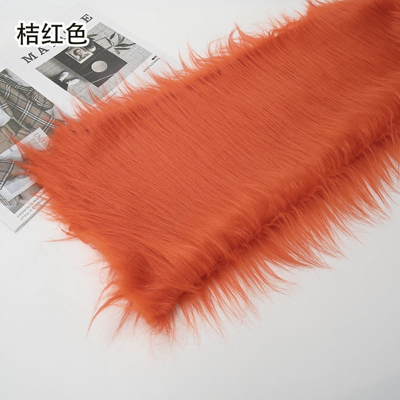 Namzi 12 cm Plush Fabric,Fluffy Faux Fur Fabric for DIY Craft Sewing Projects,Costume,Cuddly Doll,Carpet,Home Decoration,39*71 Inch,Orange Red