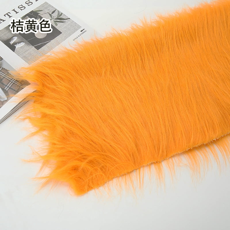 Namzi 12 cm Plush Fabric,Fluffy Faux Fur Fabric for DIY Craft Sewing Projects,Costume,Cuddly Doll,Carpet,Home Decoration,39*71 Inch,Orange Yellow