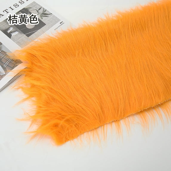 Namzi 12 cm Plush Fabric,Fluffy Faux Fur Fabric for DIY Craft Sewing Projects,Costume,Cuddly Doll,Carpet,Home Decoration,39*71 Inch,Orange Yellow