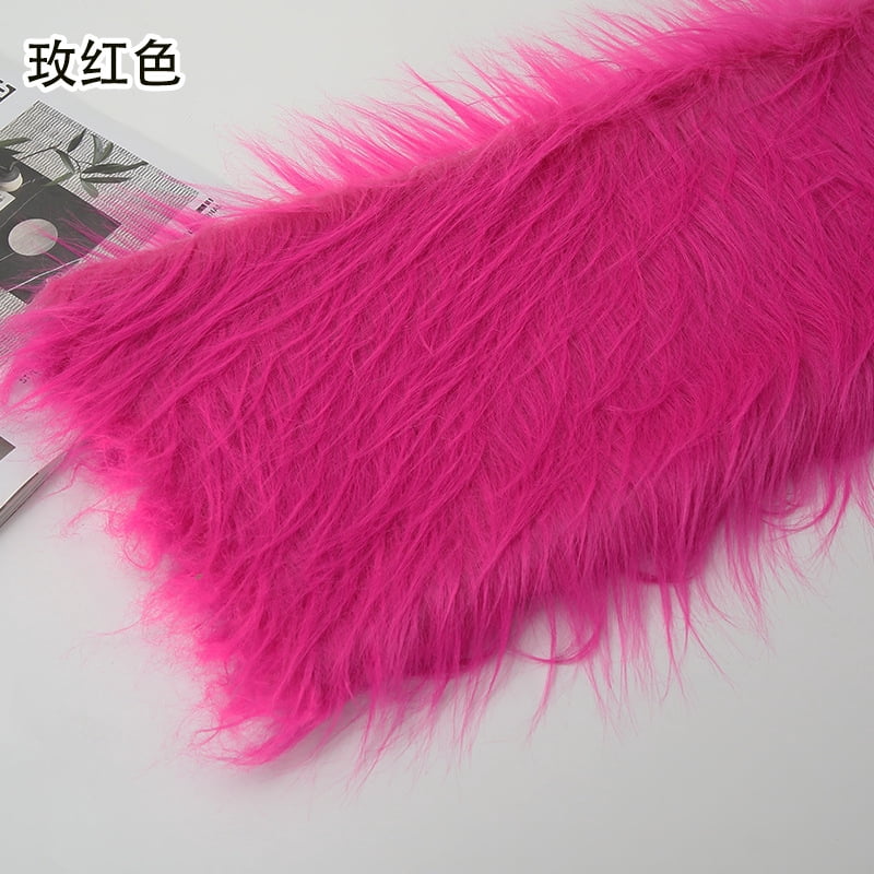 Namzi 12 cm Plush Fabric,Fluffy Faux Fur Fabric for DIY Craft Sewing Projects,Costume,Cuddly Doll,Carpet,Home Decoration,39*71 Inch,Rose Red A