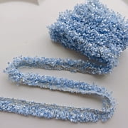 Namzi 180*0.59 Inch Unilateral Tassel Lace Trimmings,Lace Trim for DIY Handcrafted Accessories,Clothes,Add Decorative Edge to Tablecloth,Pillowcases,Curtains,Blue