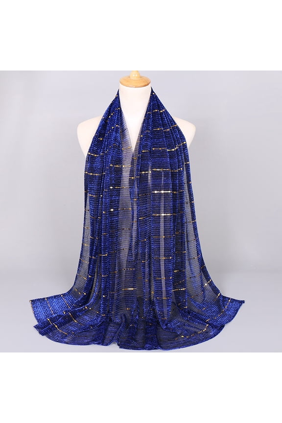 180x65cm Sequin Scarf Lightweight Evening Dress Shawl with Sparkling Sequins, Chic Wrap for Parties Special Occasions,Dark Blue
