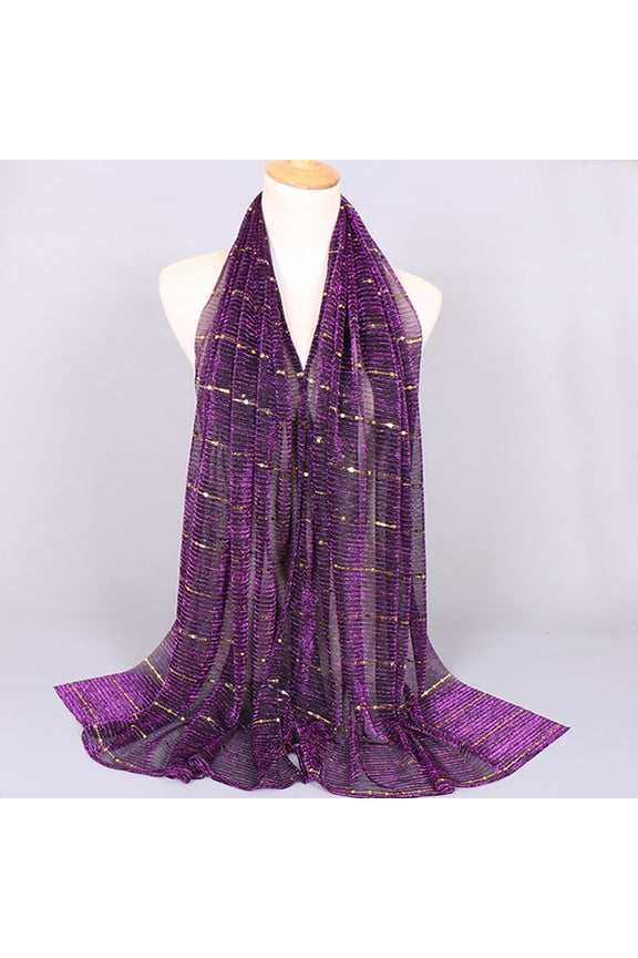 180x65cm Sequin Scarf Lightweight Evening Dress Shawl with Sparkling Sequins, Chic Wrap for Parties Special Occasions,Dark Purple