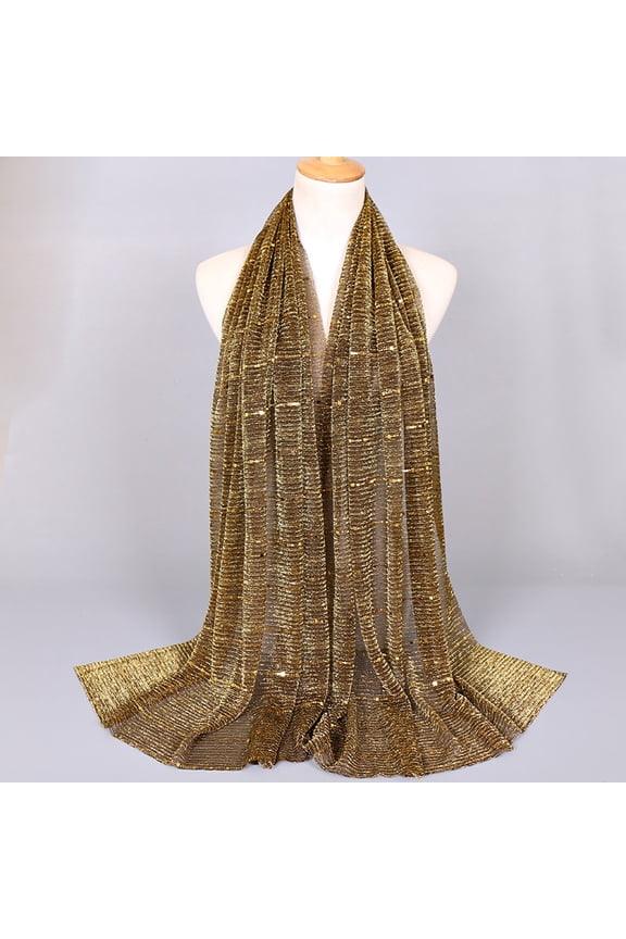 180x65cm Sequin Scarf Lightweight Evening Dress Shawl with Sparkling Sequins, Chic Wrap for Parties Special Occasions,Gold