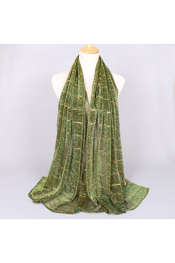 180x65cm Sequin Scarf Lightweight Evening Dress Shawl with Sparkling Sequins, Chic Wrap for Parties Special Occasions,Green