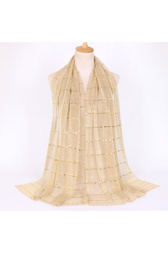 180x65cm Sequin Scarf Lightweight Evening Dress Shawl with Sparkling Sequins, Chic Wrap for Parties Special Occasions,Khaki