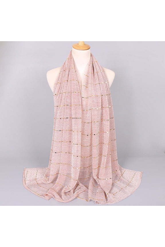 180x65cm Sequin Scarf Lightweight Evening Dress Shawl with Sparkling Sequins, Chic Wrap for Parties Special Occasions,Light Pink